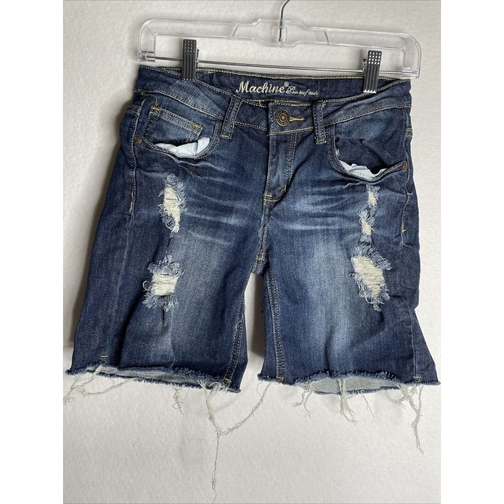 Machine Women's Cut-off Jean Shorts Distressed Size Large US 28 Low Rise
